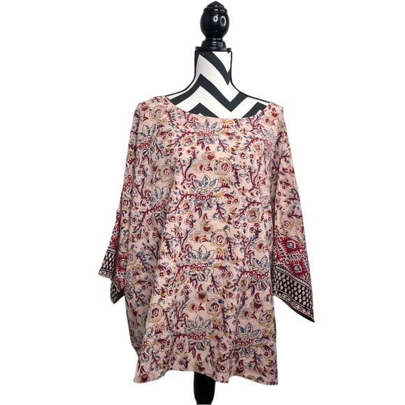 J. Jill Boho Floral 100% Organic Cotton Floral Breathable Sz 3X Tunic Top - Picture 1 of 10